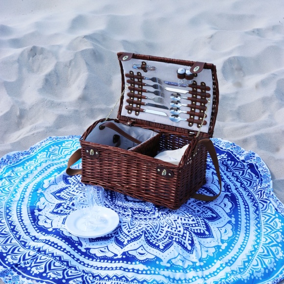 🎊 Host Pick🎉 Bohemian Blue Mandala Beach Yoga Throw - Picture 2 of 16